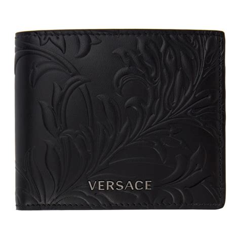 versace black embossed v wallet|versace wallets.